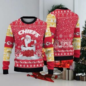 Kansas City Chiefs Santa Chimney Ugly Christmas Sweater, NFL Christmas Sweater
