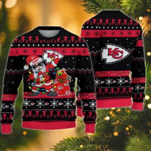Kansas City Chiefs Santa Claus Dabbing Ugly Christmas Sweater, NFL Christmas Sweater