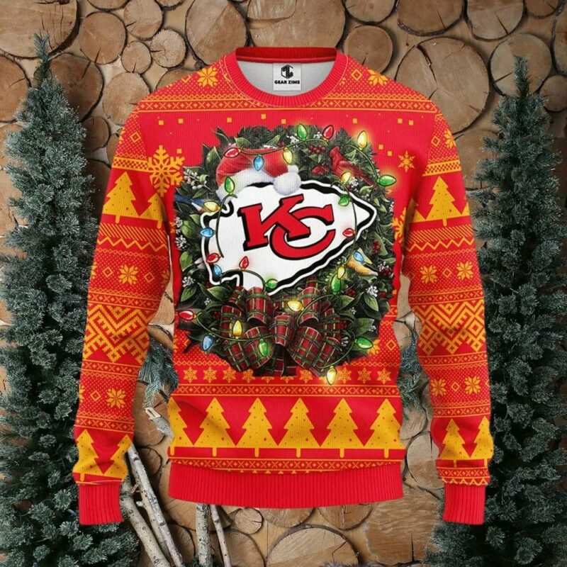 Kansas City Chiefs Santa Hat Ugly Christmas Sweater, NFL Christmas Sweater