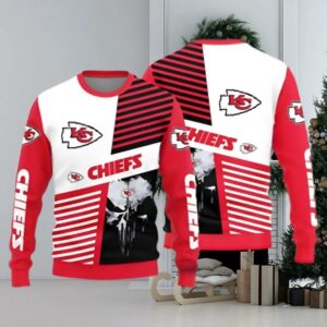 Kansas City Chiefs Skull Pattern Ugly Christmas Sweater, NFL Christmas Sweater