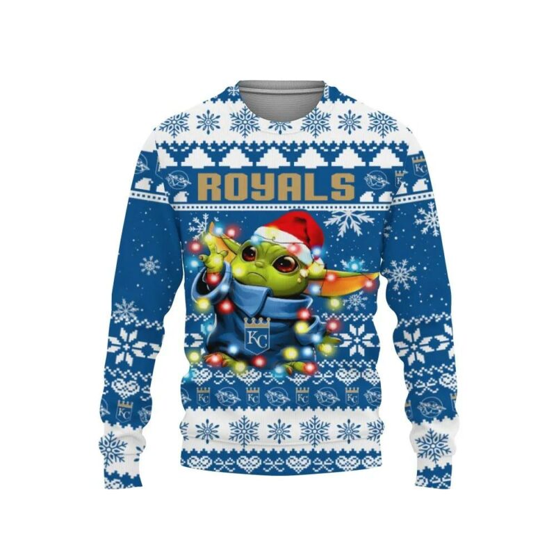 Kansas City Royals Baby Yoda Star Wars Ugly Christmas Sweater, MLB Christmas Sweater