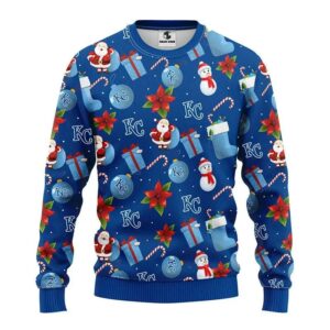 Kansas City Royals Santa Claus Snowman Ugly Christmas Sweater, MLB Christmas Sweater