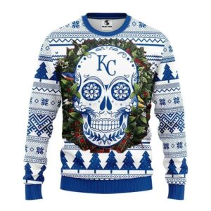 Kansas City Royals Skull Flower Ugly Christmas Sweater, MLB Christmas Sweater