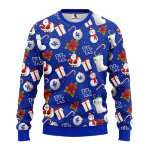Kentucky Wildcats Santa Claus Snowman Ugly Christmas Sweater, NCAA Christmas Sweater
