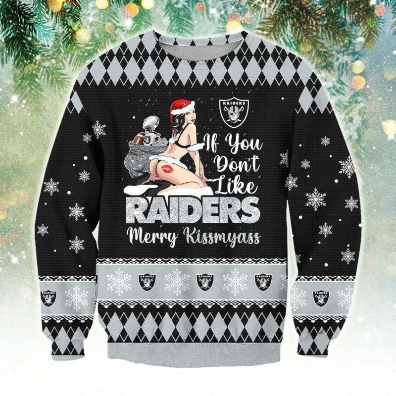 Las Vegas Raiders Kissmyass Ugly  Christmas Sweater, NFL Christmas Sweater