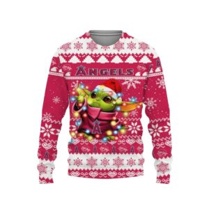 Los Angeles Angels Baby Yoda Star Wars Ugly Christmas Sweater, MLB Christmas Sweater