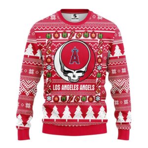 Los Angeles Angels Grateful Dead Ugly Christmas Sweater, MLB Christmas Sweater