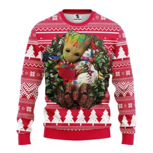 Los Angeles Angels Groot Hug Ugly Christmas Sweater, MLB Christmas Sweater