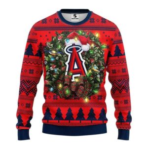 Los Angeles Angels Santa Hat Ugly Christmas Sweater, MLB Christmas Sweater