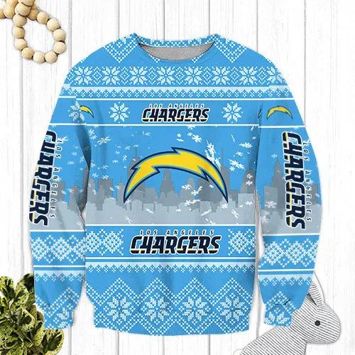 Los Angeles Chargers Big Logo Christmas Sweater, NFL Christmas Sweater
