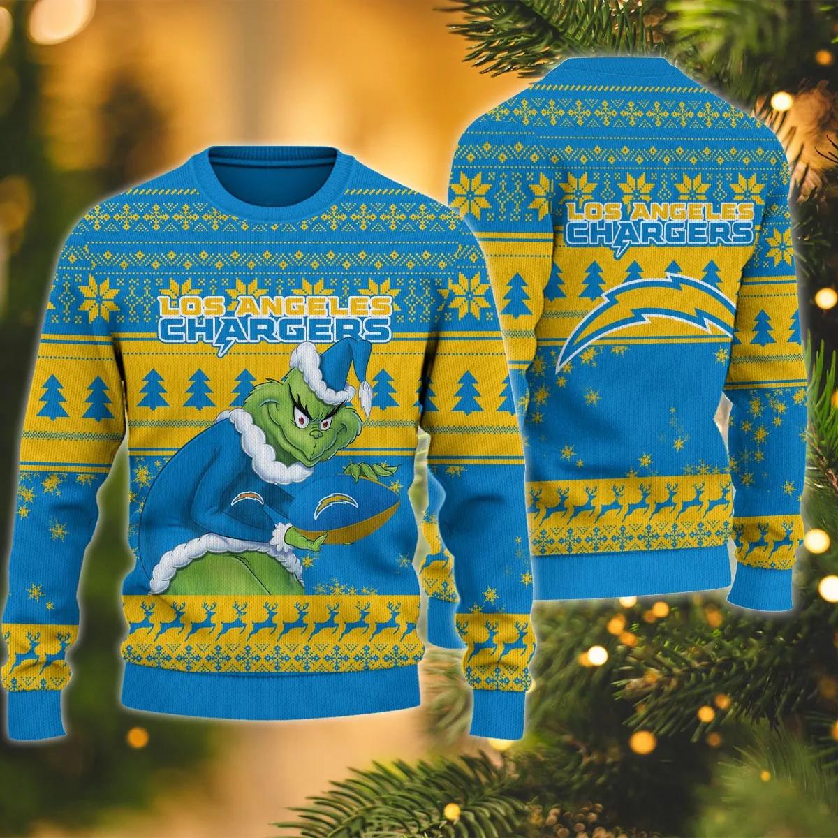 Los Angeles Chargers Grinch Stolen Ugly Christmas Sweater, NFL Christmas Sweater