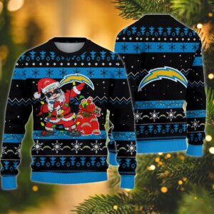 Los Angeles Chargers Santa Claus Dabbing Ugly Christmas Sweater, NFL Christmas Sweater