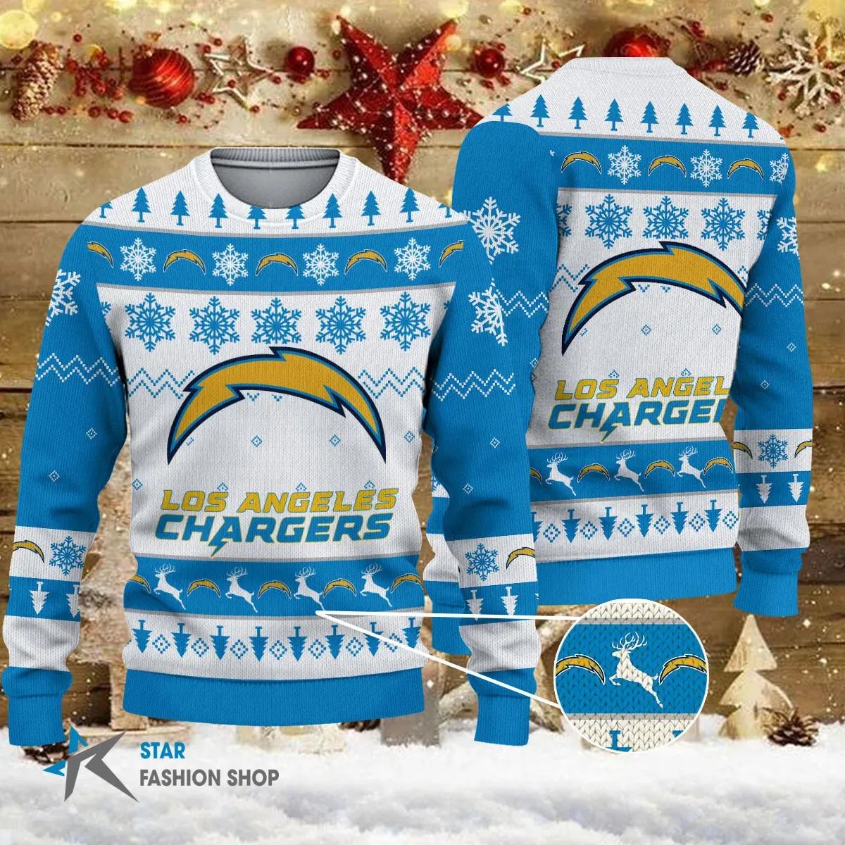 Los Angeles Chargers Ugly Christmas Sweater, NFL Christmas Sweater