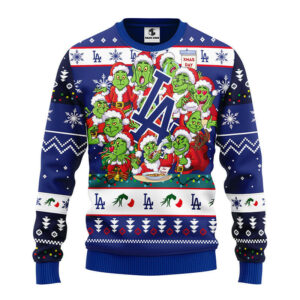 Los Angeles Dodgers 12 Grinch Xmas Day Ugly Christmas Sweater, Grinch Xmas Sweater