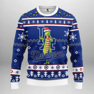 Los Angeles Dodgers Funny Grinch Ugly Christmas Sweater, Grinch Xmas Sweater