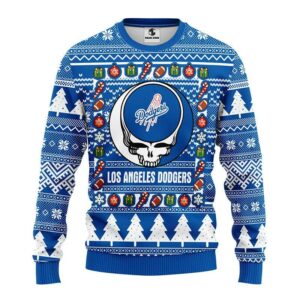 Los Angeles Dodgers Grateful Dead Ugly Christmas Sweater, MLB Christmas Sweater