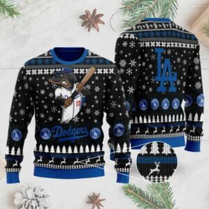 Los Angeles Dodgers Mascot Ugly Christmas Sweater, MLB Christmas Sweater