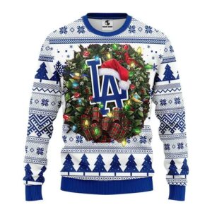 Los Angeles Dodgers Santa Hat Ugly Christmas Sweater, MLB Christmas Sweater