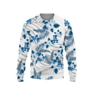 Los Angeles Dodgers Tropical Patterns Ugly Christmas Sweater, MLB Christmas Sweater