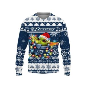 Los Angeles Rams Baby Yoda Star Wars Ugly Christmas Sweater, NFL Christmas Sweater