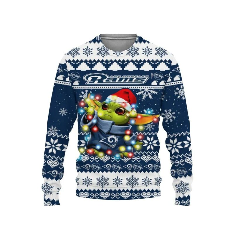 Los Angeles Rams Baby Yoda Star Wars Ugly Christmas Sweater, NFL Christmas Sweater