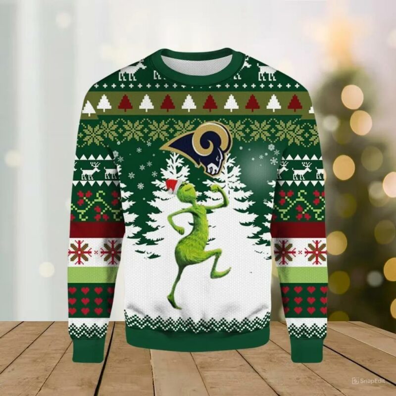 Los Angeles Rams Grinch ScoobyDoo Ugly Christmas Sweater, NFL Christmas Sweater