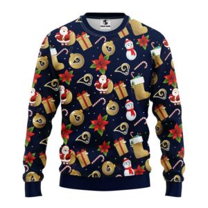 Los Angeles Rams Santa Claus Snowman Ugly Sweater Christmas, NFL Christmas Sweater