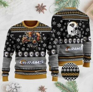 Los Angeles Rams With Rampage The Mascot Ugly Christmas Sweater, NFL Christmas Sweater