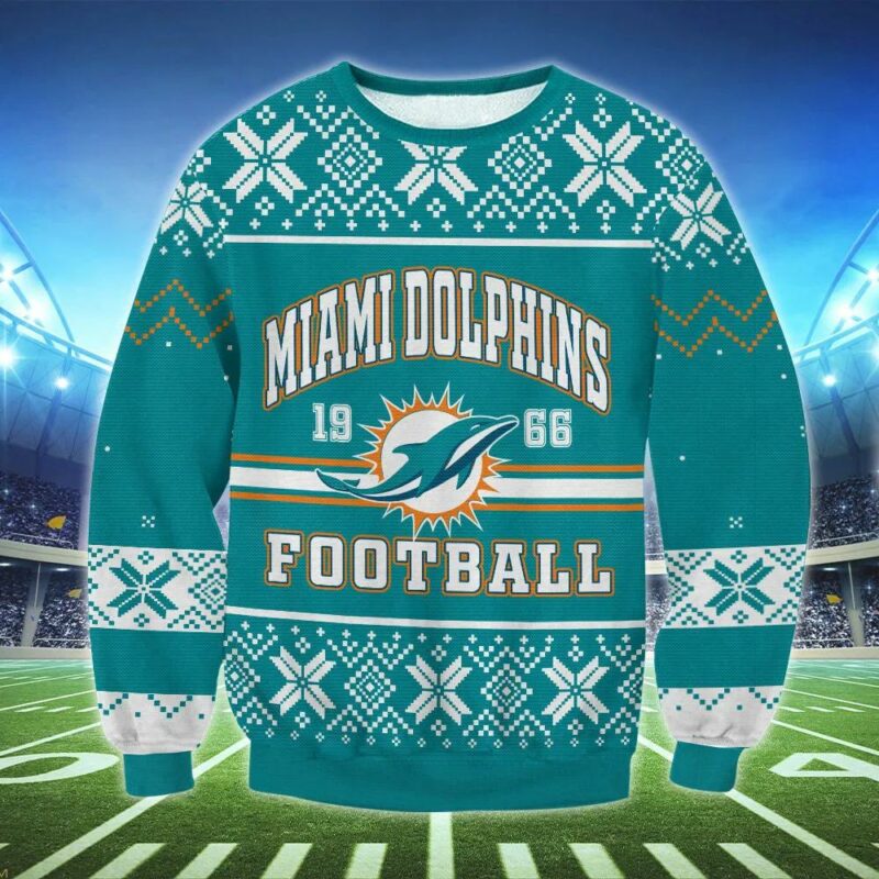 Miami Dolphins 1966 Ugly Christmas Sweater, NFL Christmas Sweater