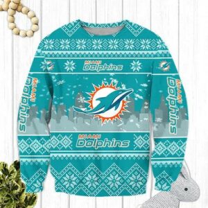 Miami Dolphins Big Logo Ugly Christmas Sweater, NFL Christmas Sweater