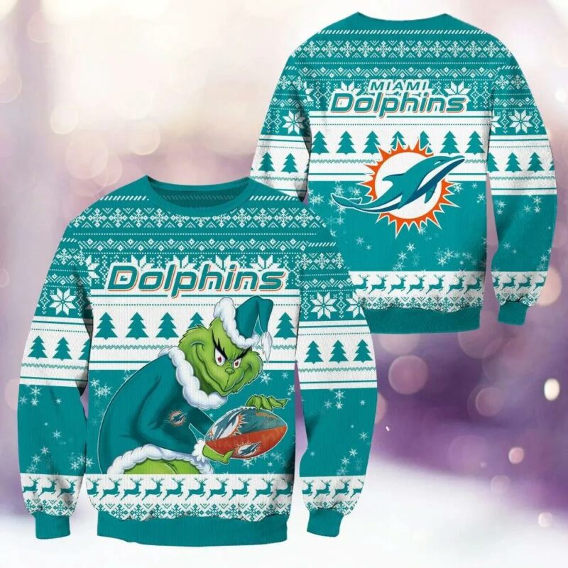 Miami Dolphins Grinch Stolen Ugly Christmas Sweater, NFL Christmas Sweater