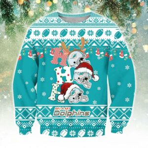 Miami Dolphins Ho Ho Ho Ugly Christmas Sweater, NFL Christmas Sweater