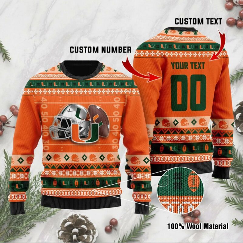 Miami Hurricanes Custom Ugly Christmas Sweater, NCAA Christmas Sweater