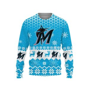 Miami Marlins Big Logo Ugly Christmas Sweater, MLB Christmas Sweater