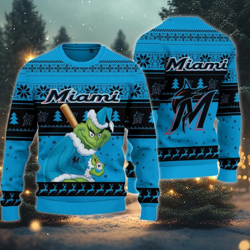 Miami Marlins Grinch Stolen Ugly Christmas Sweater, MLB Christmas Sweater