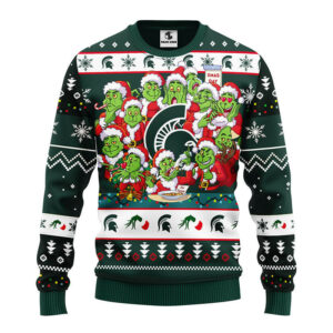 Michigan State Spartans 12 Grinch Xmas Day Ugly Christmas Sweater