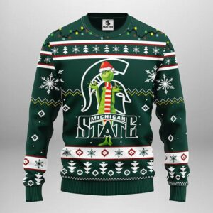 Michigan State Spartans Funny Grinch Ugly Christmas Sweater