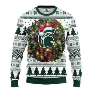 Michigan State Spartans Santa Hat Ugly Christmas Sweater, NCAA Christmas Sweater