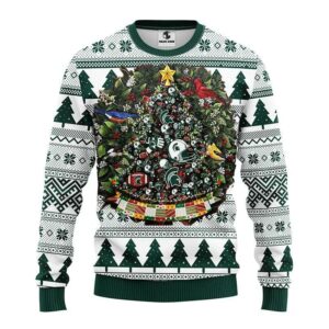 Michigan State Spartans Tree Ball Ugly Christmas Sweater, NCAA Christmas Sweater