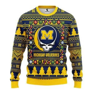 Michigan Wolverines Grateful Dead Ugly Christmas Sweater, NCAA Christmas Sweater