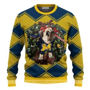 Michigan Wolverines Pub Dog Ugly Christmas Sweater, NCAA Christmas Sweater
