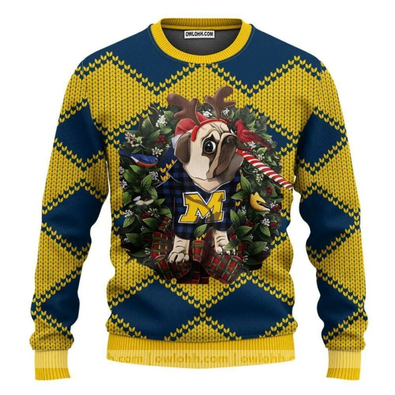 Michigan Wolverines Pub Dog Ugly Christmas Sweater, NCAA Christmas Sweater