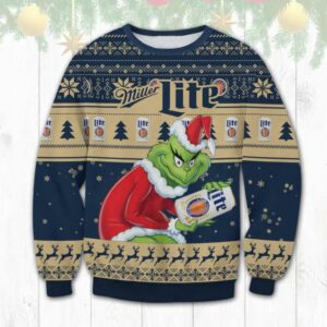 Miller Lite Grinch Ugly Sweater, Grinch Holiday Sweater