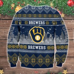 Milwaukee Brewers Big Logo Ugly Christmas Sweater, MLB Christmas Sweater