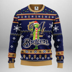 Milwaukee Brewers Funny Grinch Ugly Christmas Sweater