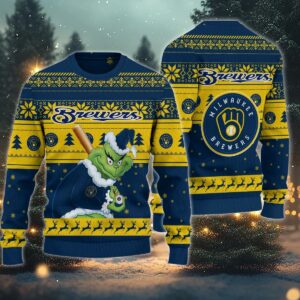Milwaukee Brewers Grinch Stolen Ugly Christmas Sweater, MLB Christmas Sweater