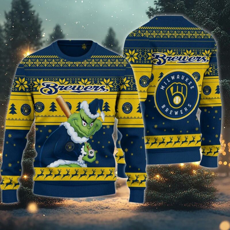Milwaukee Brewers Grinch Stolen Ugly Christmas Sweater, MLB Christmas Sweater