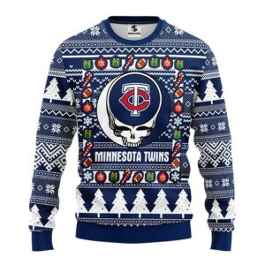 Minnesota Twins Grateful Dead Ugly Christmas Sweater, MLB Christmas Sweater