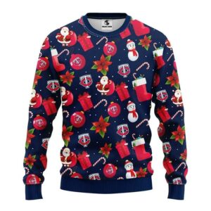 Minnesota Twins Santa Claus Snowman Ugly Christmas Sweater, MLB Christmas Sweater