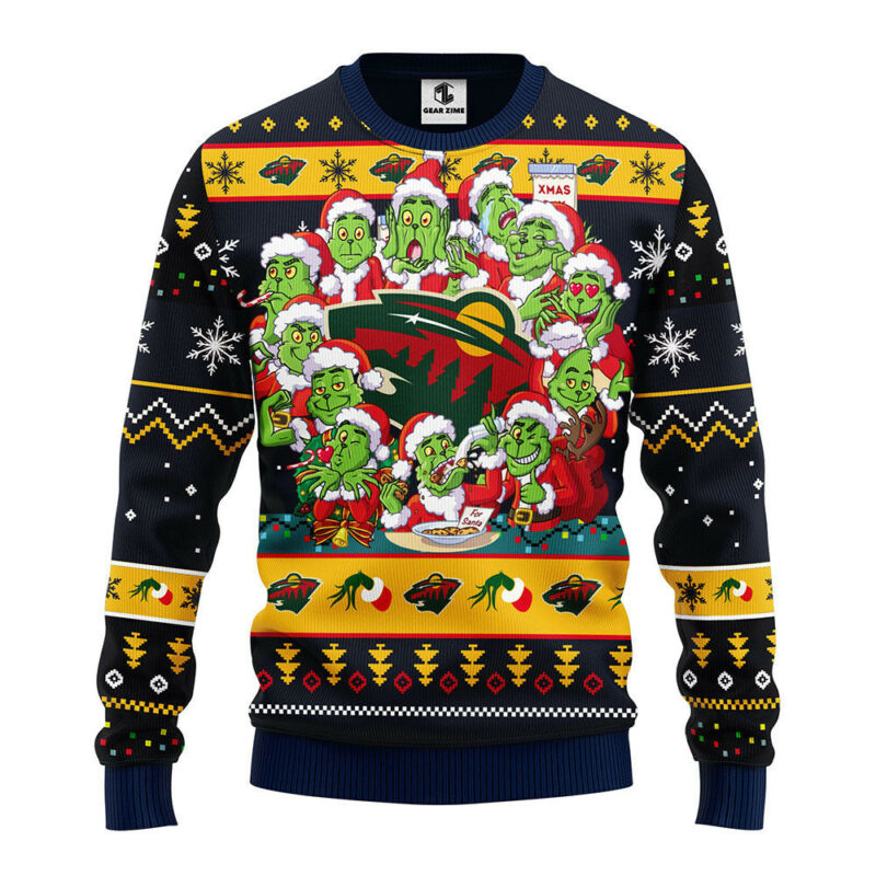 Minnesota Wild 12 Grinch Xmas Day Ugly Christmas Sweater